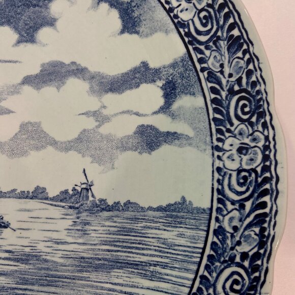 Vintage Nour du Chattel Boch Belgium Delft Blue &White Windmill Scene Decorative - Picture 12 of 16